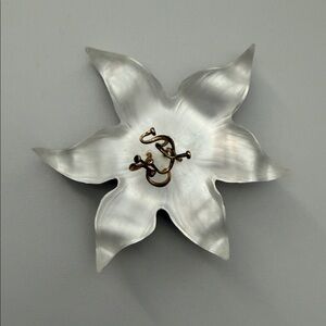 Alexis Bittar Silver Flower Brooch with Gold-Tone Center